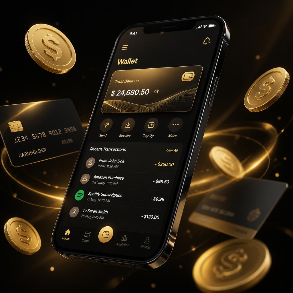 Agent wallet app showing balance and recent transactions